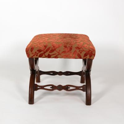 Carved Walnut Curule Form Stool French circa 1830