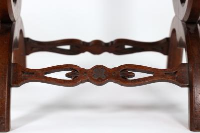Carved Walnut Curule Form Stool French circa 1830