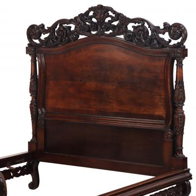 Carved Walnut Marriage Bed C 1890