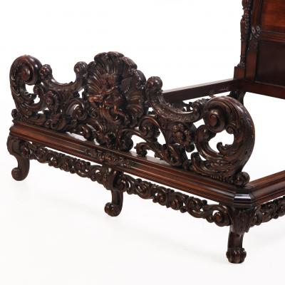 Carved Walnut Marriage Bed C 1890