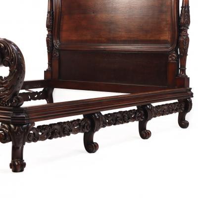Carved Walnut Marriage Bed C 1890