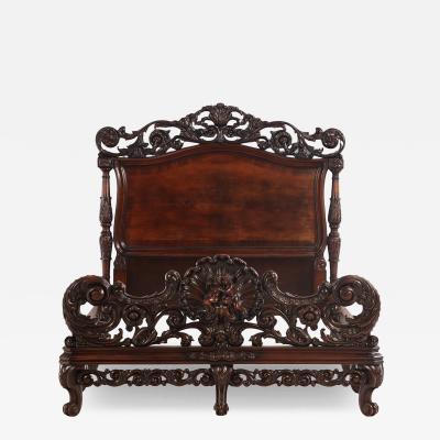 Carved Walnut Marriage Bed C 1890