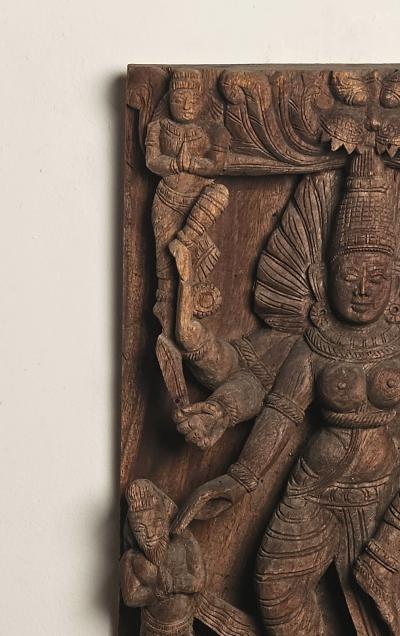 Carved Wood Panel of Maha Devi India 19th century