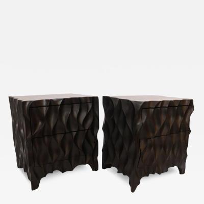 Carved Wood Studio Night Stands