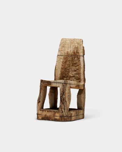 Carved Wooden Stump Chair Belgium Early 20th C