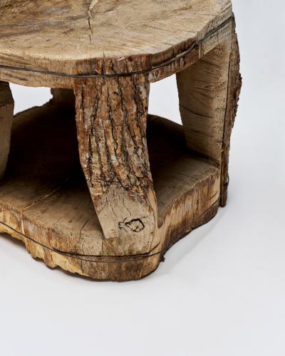 Carved Wooden Stump Chair Belgium Early 20th C
