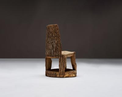 Carved Wooden Stump Chair Belgium Early 20th C