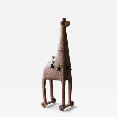 Carved and Polychromed Giraffe Pull Toy Circa 1850 80