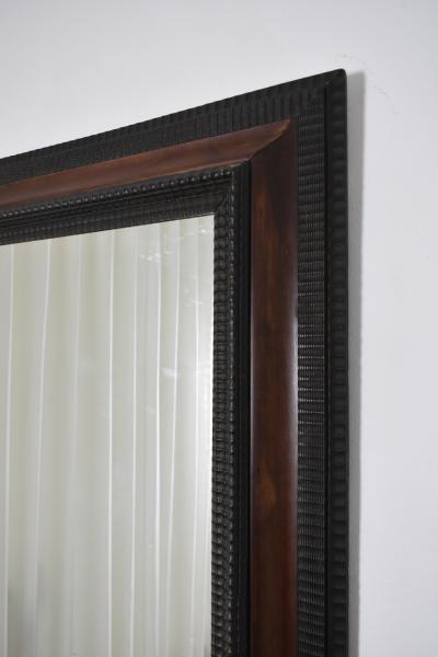 Carved ebonised wood mirror and trompe loeil turshell XIXth c 