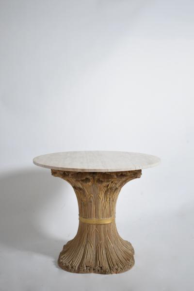 Carved wooden round table 1970s 