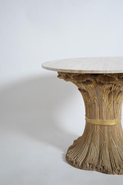 Carved wooden round table 1970s 