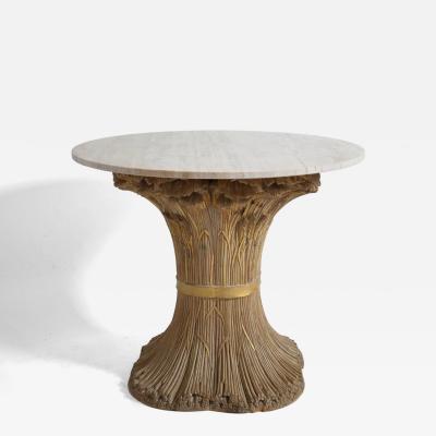 Carved wooden round table 1970s 