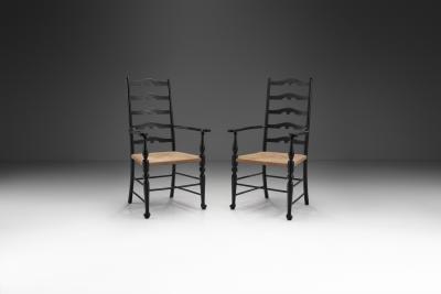 Carver Ladderback Chairs with Leather Seats Europe early 20th century