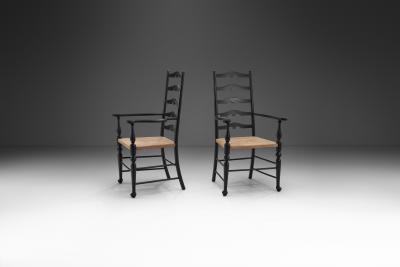 Carver Ladderback Chairs with Leather Seats Europe early 20th century