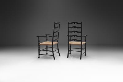 Carver Ladderback Chairs with Leather Seats Europe early 20th century