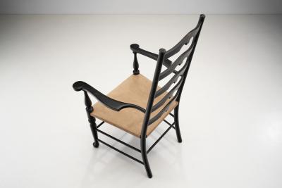 Carver Ladderback Chairs with Leather Seats Europe early 20th century