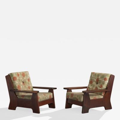 Casa Lounge Chairs with Wood and Fabric Finland Brazil 1960s