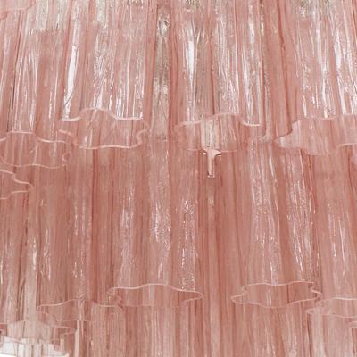 Cascada Suspension Lamp Handcrafted Pink Murano Glass and Brass Italy