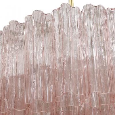 Cascada Suspension Lamp Handcrafted Pink Murano Glass and Brass Italy