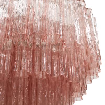 Cascada Suspension Lamp Handcrafted Pink Murano Glass and Brass Italy