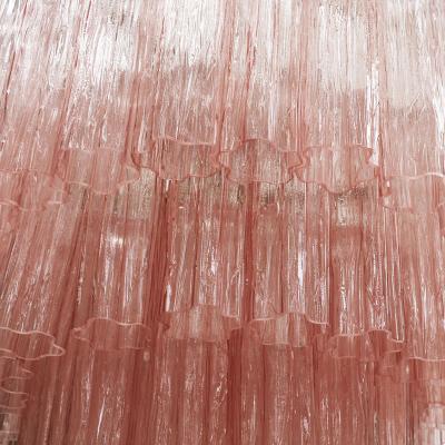 Cascada Suspension Lamp Handcrafted Pink Murano Glass and Brass Italy