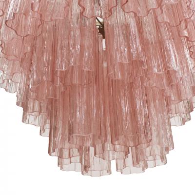 Cascada Suspension Lamp Handcrafted Pink Murano Glass and Brass Italy