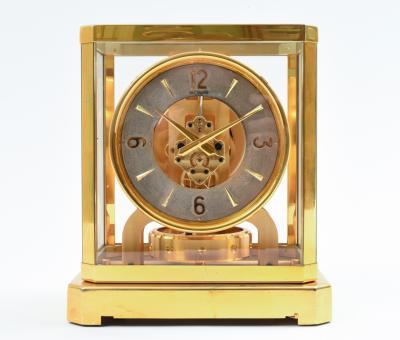 Case Glass Brass Jaeger Le Coultre Mantel Desk Clock