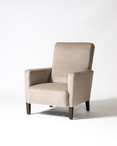 Cashmere and Stained Elm Armchair Italy c 1940s