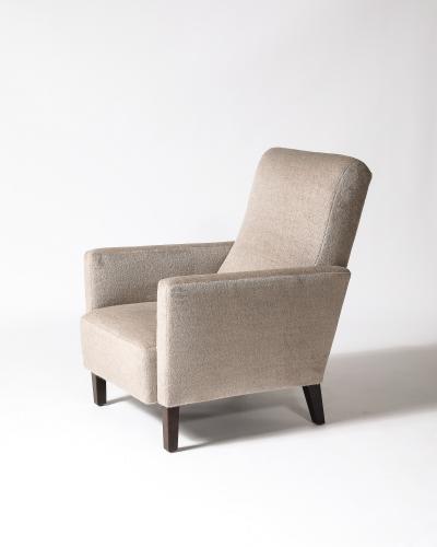 Cashmere and Stained Elm Armchair Italy c 1940s