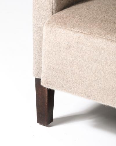 Cashmere and Stained Elm Armchair Italy c 1940s