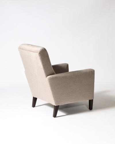 Cashmere and Stained Elm Armchair Italy c 1940s