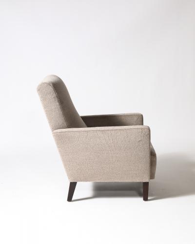 Cashmere and Stained Elm Armchair Italy c 1940s