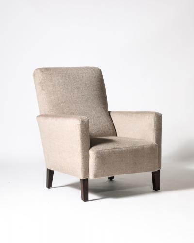 Cashmere and Stained Elm Armchair Italy c 1940s