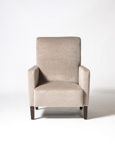 Cashmere and Stained Elm Armchair Italy c 1940s