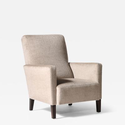 Cashmere and Stained Elm Armchair Italy c 1940s