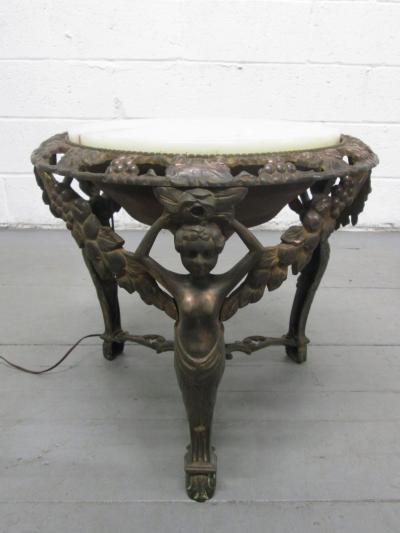 Cast Bronze Coffee Table with an Illuminating Alabaster Top