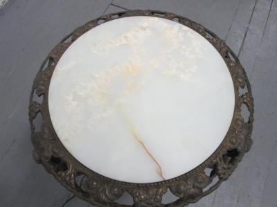 Cast Bronze Coffee Table with an Illuminating Alabaster Top