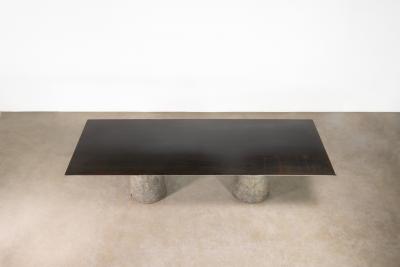 Cast Bronze Metal Twin Pedestal Dining Table by Costantini Beninx In Stock