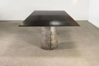 Cast Bronze Metal Twin Pedestal Dining Table by Costantini Beninx In Stock