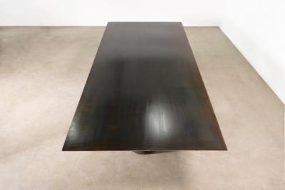 Cast Bronze Metal Twin Pedestal Dining Table by Costantini Beninx In Stock
