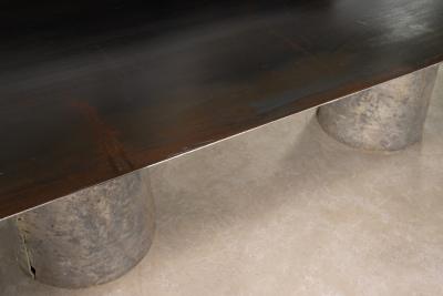 Cast Bronze Metal Twin Pedestal Dining Table by Costantini Beninx In Stock