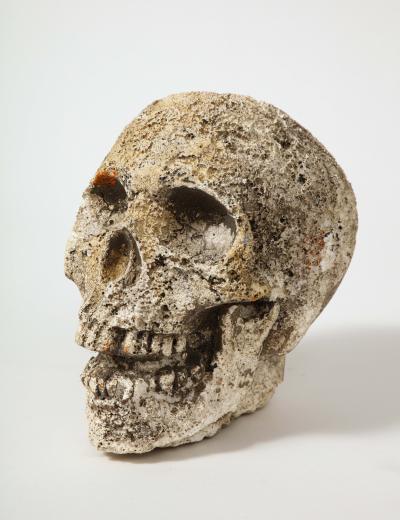Cast Concrete Sculpture of a Skull
