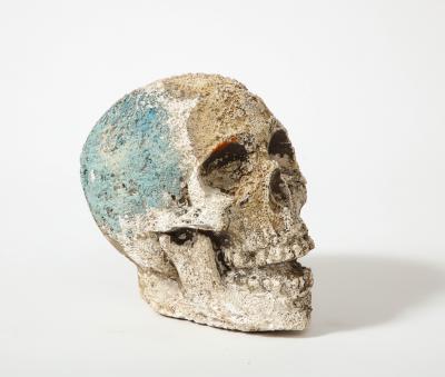 Cast Concrete Sculpture of a Skull