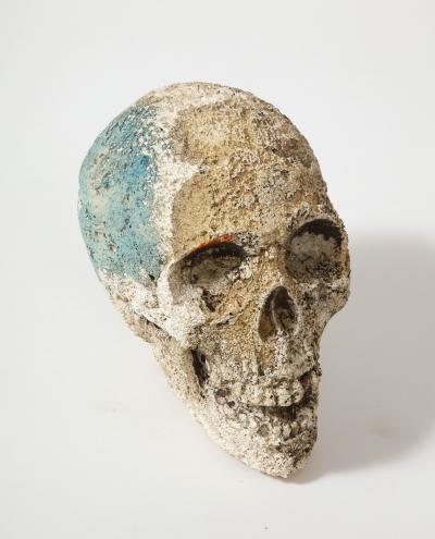 Cast Concrete Sculpture of a Skull