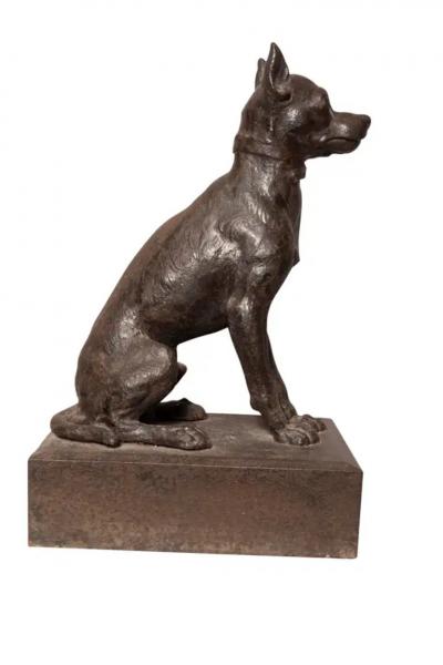 Cast Iron Figure Of A Seated Dog