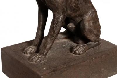 Cast Iron Figure Of A Seated Dog