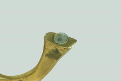 Catarina Style Bronze Biomorphic Dining Table with Circular Glass Top