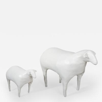 Catherine Blanc LULU JUNIOR Pair of sheep garden sculptures