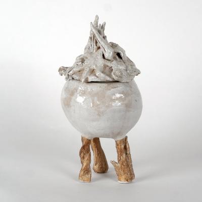 Catherine Blanc THE SHELL BOX White enamelled sandstone box