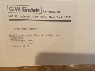 Catherine Murphy STILL LIFE WITH VIEW OF HOBOKEN AND MANHATTAN LITHOGRAPH BY CATHERINE MURPHY